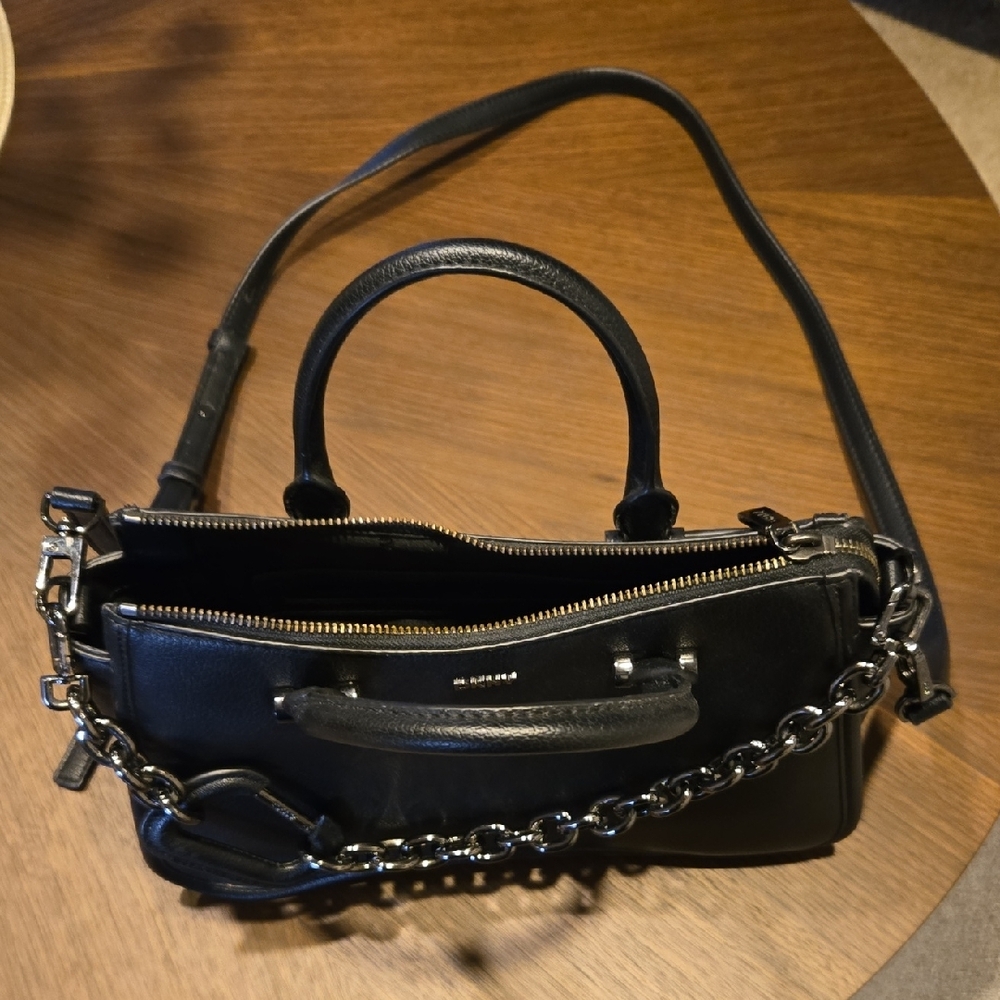 DKNY Dark Satchel with Chain Accent - Picture 3 of 7
